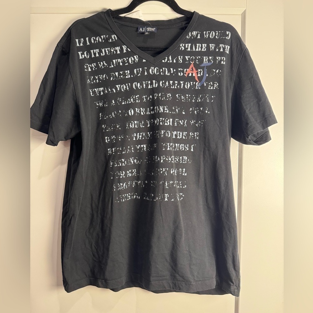 Armani jeans Men's Black Graphic T-Shirt cotton blend